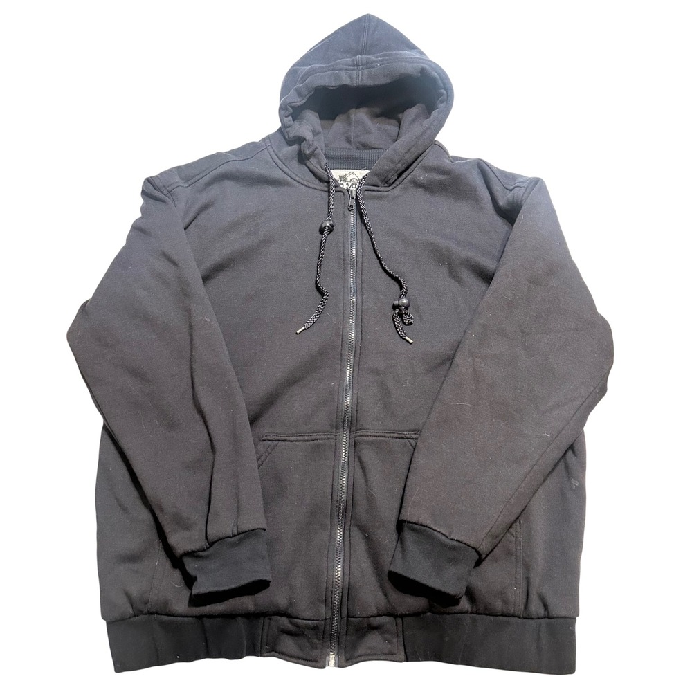 Old Mill Hoodie Mens XXL‎ Black Zip Up Thermal Lined Jacket Outdoor Sweatshirt